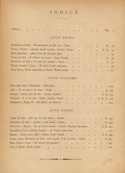 La Vestale : melodramma in tre atti / G. Spontini ; opera completa per canto e pianoforte