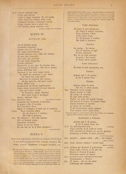 La Vestale : melodramma in tre atti / G. Spontini ; opera completa per canto e pianoforte