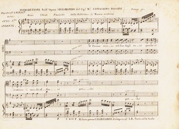 Sigismondo : dramma / composto da G. Rossini ; eseguito dai signori ... 