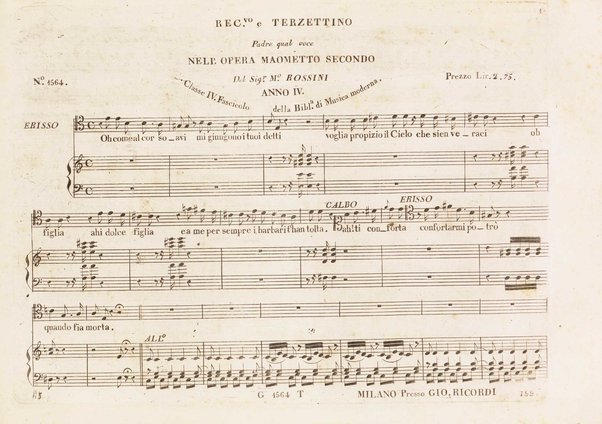 Maometto 2. : grand'opera seria / del M.o Gioachimo Rossini ; ridotta con accompagnamento di piano-forte