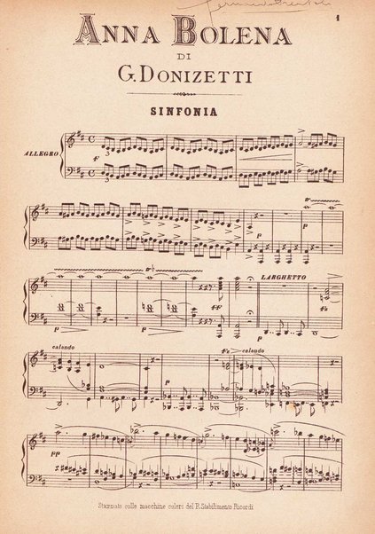Anna Bolena : tragedia lirica in due atti / G. Donizetti ; opera completa per canto e pianoforte