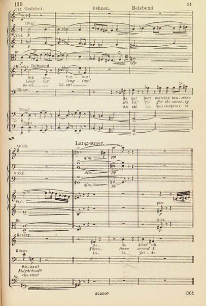 Parsifal : ein Buhnenweihfestspiel / von Richard Wagner ; english translation by Margaret H. Glyn ; version francaise par Alfred Ernst