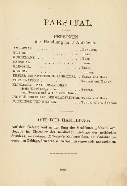 Parsifal : ein Buhnenweihfestspiel / von Richard Wagner ; english translation by Margaret H. Glyn ; version francaise par Alfred Ernst