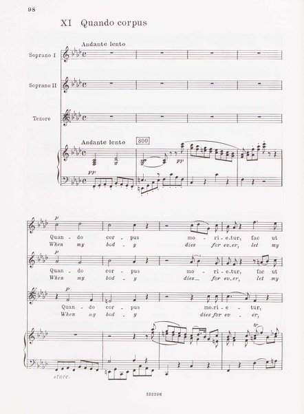 Stabat mater, op. 61 : per 2 soprani, tenore, coro ad libitum e archi : testi latino e inglese / versione inglese di Geoffrey Dunn ... ; canto e pianoforte ... Riccardo Allorto