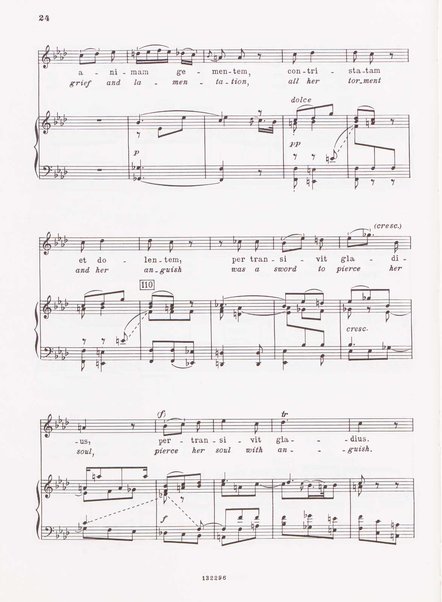 Stabat mater, op. 61 : per 2 soprani, tenore, coro ad libitum e archi : testi latino e inglese / versione inglese di Geoffrey Dunn ... ; canto e pianoforte ... Riccardo Allorto