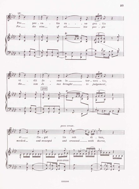 Stabat mater, op. 61 : per 2 soprani, tenore, coro ad libitum e archi : testi latino e inglese / versione inglese di Geoffrey Dunn ... ; canto e pianoforte ... Riccardo Allorto