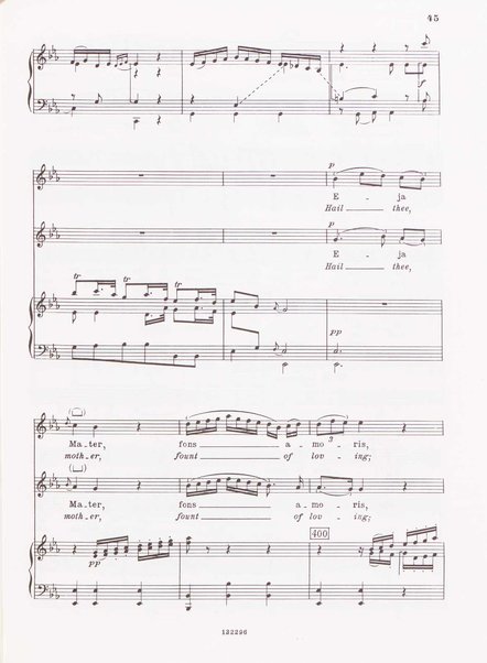 Stabat mater, op. 61 : per 2 soprani, tenore, coro ad libitum e archi : testi latino e inglese / versione inglese di Geoffrey Dunn ... ; canto e pianoforte ... Riccardo Allorto