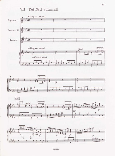 Stabat mater, op. 61 : per 2 soprani, tenore, coro ad libitum e archi : testi latino e inglese / versione inglese di Geoffrey Dunn ... ; canto e pianoforte ... Riccardo Allorto