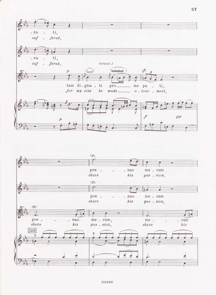 Stabat mater, op. 61 : per 2 soprani, tenore, coro ad libitum e archi : testi latino e inglese / versione inglese di Geoffrey Dunn ... ; canto e pianoforte ... Riccardo Allorto