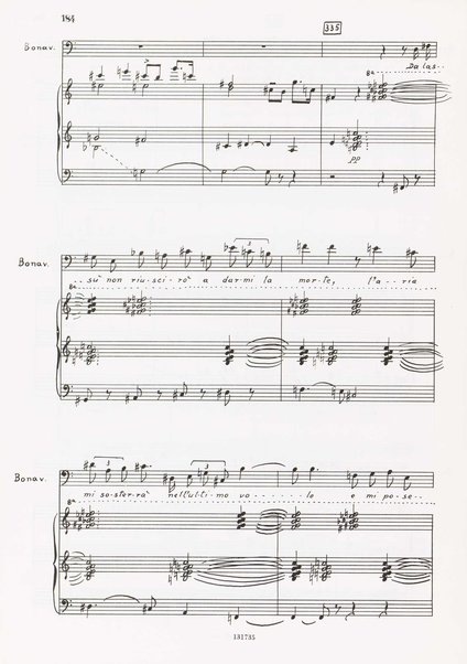 Le metamorfosi di Bonaventura : 1963-1965 : opera in tre parti : 1.: Bonaventura guardia di notte, 2.: El burlador de Sevilla, 3.: La pazzia di Bonaventura / G. Francesco Malipiero ; riassunto per canto e pianoforte