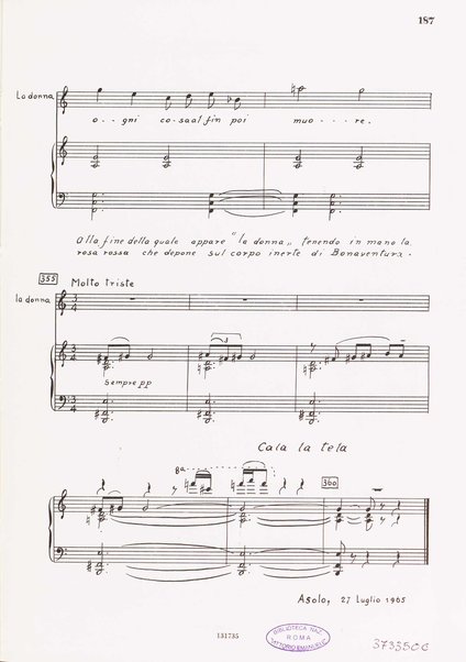 Le metamorfosi di Bonaventura : 1963-1965 : opera in tre parti : 1.: Bonaventura guardia di notte, 2.: El burlador de Sevilla, 3.: La pazzia di Bonaventura / G. Francesco Malipiero ; riassunto per canto e pianoforte