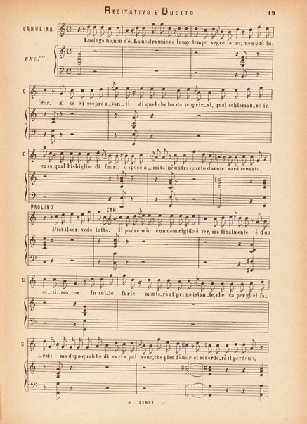 Il matrimonio segreto : melodramma giocoso in due atti / D. Cimarosa ; opera completa per canto e pianoforte