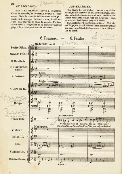 Le Roi David : psaume symphonique en trois parties / Arthur Honegger ; d'après le drame de René Morax