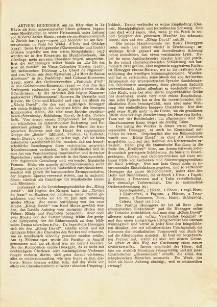 Le Roi David : psaume symphonique en trois parties / Arthur Honegger ; d'après le drame de René Morax