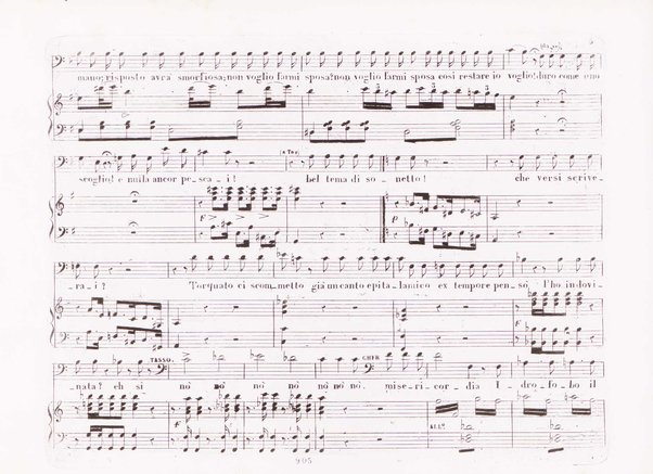 Torquato Tasso : melodramma in tre atti / di Giacopo Ferretti ; musica del m.o Gaetano Donizetti ; ridotta con accomp.to di pianoforte dall'abate G. Moro