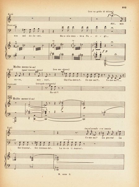 Zazà : commedia lirica in quattro atti / parole e musica di R. Leoncavallo ; tratta dalla commedia di P. Berton e Ch. Simon ; riduzione per canto e pianoforte