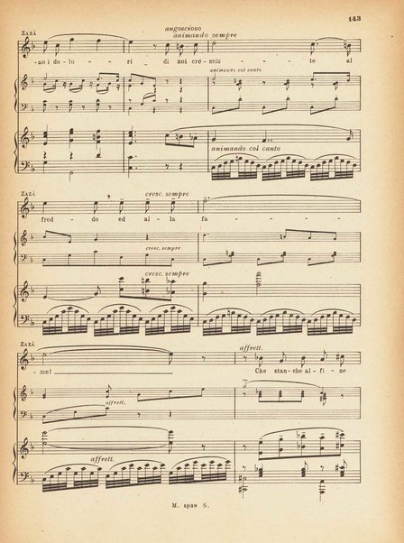 Zazà : commedia lirica in quattro atti / parole e musica di R. Leoncavallo ; tratta dalla commedia di P. Berton e Ch. Simon ; riduzione per canto e pianoforte