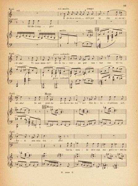 Zazà : commedia lirica in quattro atti / parole e musica di R. Leoncavallo ; tratta dalla commedia di P. Berton e Ch. Simon ; riduzione per canto e pianoforte