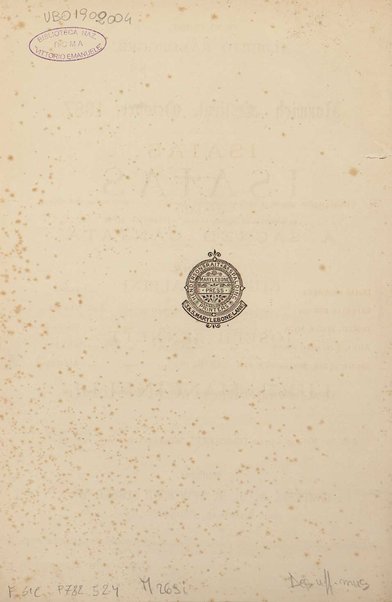 Isaias : a sacred cantata / words by Giuseppe Albini ; translated and adapted by Joseph Bennett ; music by Luigi Mancinelli