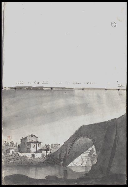 Veduta del Ponte della Foglia di Pesaro 1852 / Tancredi Liverani