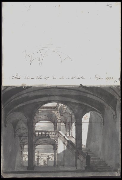 Veduta Interna della Casa Ioni nella via del... [?] in Pesaro 1852 / Tancredi Liverani