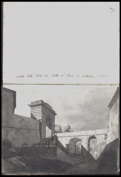 Veduta della Porta che mette al Parco di Urbania 1852 / Tancredi Liverani