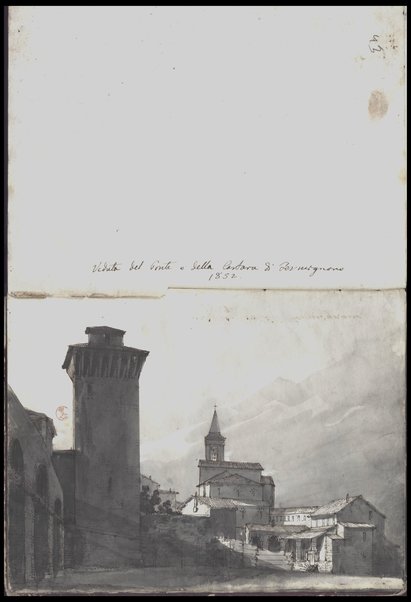 Veduta del Ponte e della Cartara di Fermignano 1852 / Tancredi Liverani