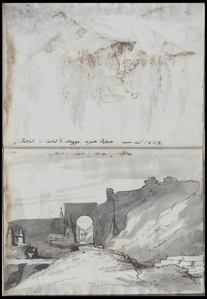 Entrata di Castel di Mezzo sopra Pesaro come nel 1853 / Tancredi Liverani