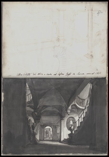 Altra veduta del atrio e scala nel Casino Gessi in Sarna come nel 1855 / Tancredi Liverani