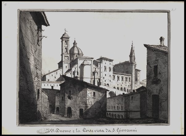 Il Duomo e la corte vista da San Giovanni / Tancredi Liverani, Romolo Liverani