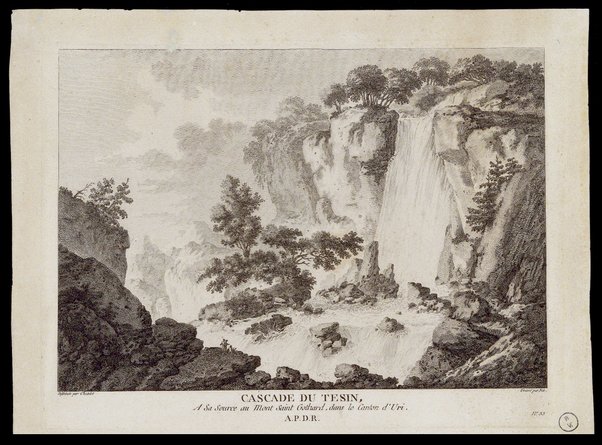 Cascade du Tesin : A Sa Source au Mont Saint Gothard, dans le Canton d'Utri / Dessiné par Chatelet ; Gravé par Née