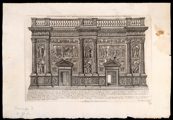 2: Representation des mvrailles et ornements qvi environnent la S.te Maison : Septentrion / Hu. Vincent sculp.