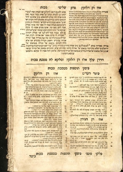 [Talmud Bavli] : ʻim perush Rashi ṿe-tosafot u-fisḳe tosafot ṿe-Rabenu Asher u-fisḳe ha-Rosh u-ferush ha-Mishnayot meha-Rambam