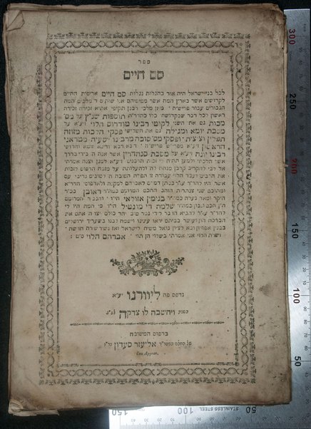 Sefer Sam ḥayim : ... Tosafot Shants ʻal mas. Makot ... : liḳuṭe rabenu Ṭodros ha-Leṿi ʻal masekhet Yoma u-Megilah ... : pisḳe hilkhot Mezuzah tefilin ṿe-tsitsit u-fisḳe masekhet Sukah me-rabenu Yeshaʻyah mi-Ṭrani ha-rishon ... : ṿe-ḥidushe Rabenu Yonah ... ʻal masekhet Sanhedrin ... / Avraham ha-Leṿi.