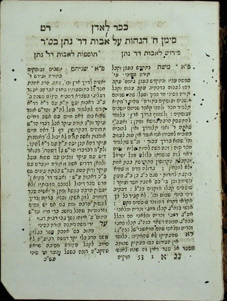 Sefer Kikar le-Eden : maḥberet ḳetsat hagahot she-rashamti agav ʻal masekhtot ḳetanot ṿe-khadomeh, Kalah, liḳutim Avot de-R. Natan / Hayim Yosef David b. k. mo. ha-r. R. Yitsḥaḳ Azulaʻi z.l.h.h. S.ṭ.