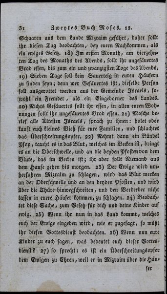 Ḥamishah ḥumshe Torah = Die fünf Bücher Moses / im hëbraischen Urtexte mit einer treuen deutschen Übersetzung von Moses Mendelssohn.