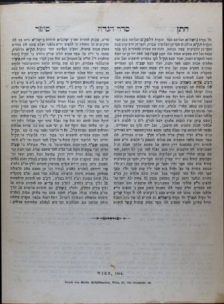 Seder Hagadah shel Pesaḥ :  ʻim shene perushim ḥadashim ... Ḥatam Sofer /  ... meha-R.R. Mosheh Sofer ... Ḥatan Sofer ... meha-R. Shemuʼel Ehrenfeld ... ; hotsetiṿ le-or ani Daṿid Tsevi Ehrenfeld ...