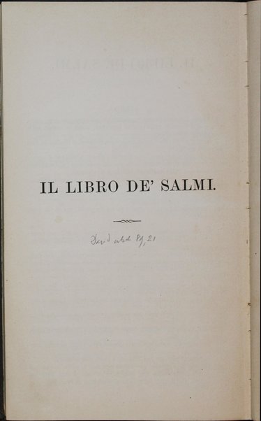 Sefer Tehilim : meduyaḳ heṭev ʻal pi ha-mesorah / me-et Me'ir ha-Leṿi Leʻṭeʻris = Il libro de' Salmi.