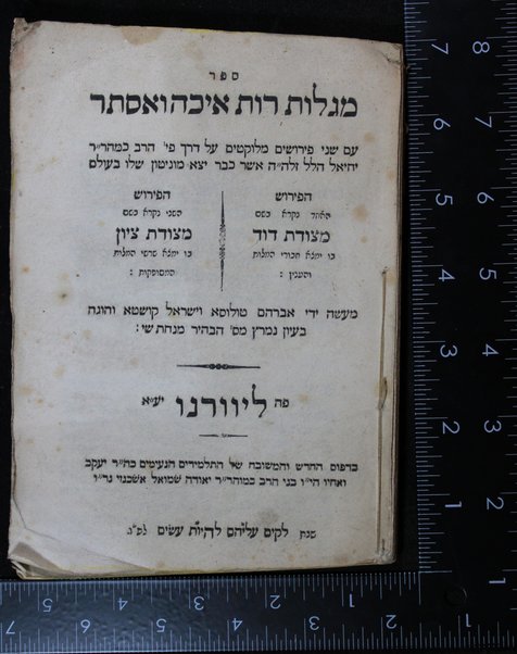 Megilot Rut Ekhah ṿe-Ester ʻim shne perushim... Yeḥiʼel Hilel ... Metsudat Daṿid [u]-Metsudat Tsiyon ; maʻaśeh yede Avraham Ṭolosa ṿe-Yiśraʼel Ḳushṭa ...