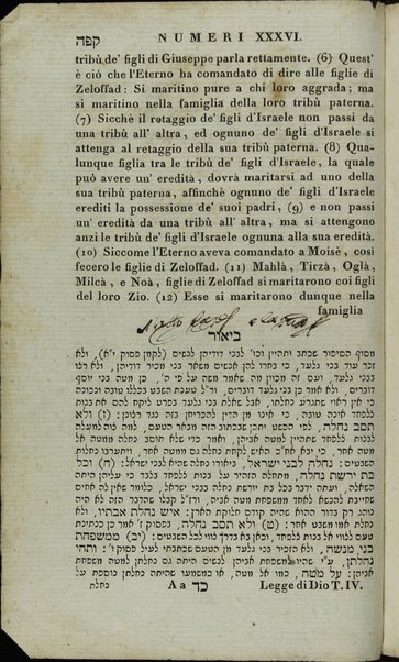 Sefer Torat ha-Elohim : kolel ḥamishah ḥumshe Torah : meturgamim Italḳit u-mevoʼarim beʼur ḥadash ... = La Legge di Dio, ossia il Pentateuco : tradotta in lingua italiana / ʻal yede Yitsḥaḳ Shemuʼel Regyo.