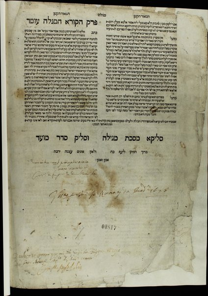 Sefer Rav Alfas ... : ʻim kol ha-devarim asher hayu ʻal ... sifre Alfasi ha-rishonim ... ṿe-ʻal kulam nidpas sefer Maʼor ha-gadol ṿe-Maʼor ha-ḳaṭan me-et Rabenu Zeraḥyah ha-Leṿi ... ṿe-gam sefer Milḥamot Ha-Shem ... ha-Ramban ... / kol eleh yagati ... le-zakot et ha-rabim ... Meir bar Yaʻaḳov ish Parentz.