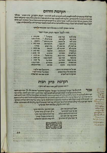 Sefer Torat ha-bayit ha-arokh / ha-bayit asher banah ... ha-Rashba ; ... ha-Rah ... marʼeh et Bedeḳ ha-bayit ; u-va reʻehu ... nitsav ʻal Mishmeret ha-bayit.