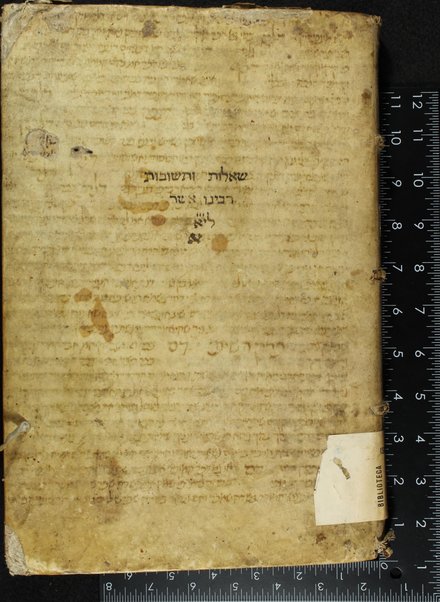 Sheʼelot u-teshuvot : leha-Rav Rabenu Asher zal ; ṿe-nitṿasef 'al defus ha-rishon mar'eh maḳom ki ra'iti ani Me'ir b. R. Ya'aḳov ish Parents.