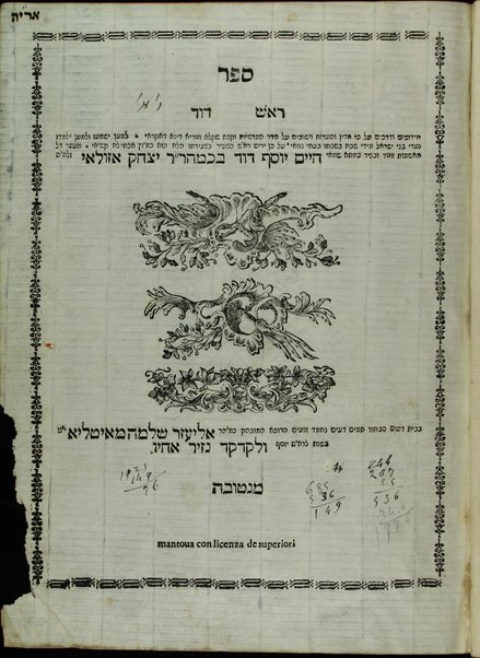 Sefer Ro'sh Daṿid : ḥidushim u-derakhim ʻal pi ha-din ṿe-heʻarot ṿe-yishuvim ʻal seder ha-parashiyot ... / [me-et] Ḥayim Yosef Daṿid Azulai.