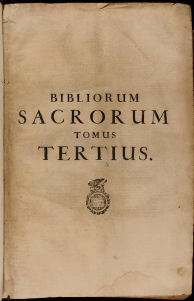 Biblia sacra polyglotta complectentia textus originales, Hebraicum, cum Pentateucho Samaritano, Chaldaicum, Græcum : versionumque antiquarum, Samaritanæ, Græcæ LXXII interp., Chaldaicæ, Syriacæ, Arabicæ, Æthiopicæ, Persicæ, Vulg. Lat., quicquid compari poterat : cum textuum & versionum orientalium translationibus Latinis : ex vetustissimis mss. undique conquisitis, optimisque exemplaribus impressis, summâ fide collatis : quæ in prioribus editionibus deerant suppleta, multa antehac inedita, de novo adjecta, omnia eo ordine disposita, ut textus cum versionibus uno intuitu conferri possint : cum apparatu, appendicibus, tabulis, variis lectionibus, annotationibus, indicibus, &c. : opus totum in sex tomos tributum / edidit Brianus VValtonus.