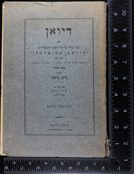 Diṿan : ṿe-hu sefer kolel kol shire abir ha-meshorerim Yehudah ben Shemuʼel ha-Leṿi / yotsʻim la-or be-asefah aḥat ʻal pi kitve yad u-sefarim nidpasim ʻim hagahot u-veʼurim ṿe-ʻim mavo me-et Ḥayim Brodi.