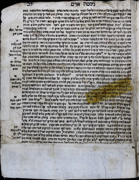 Zeh ha-Sefer Nishmat adam : bo yitbaʼer mahut ha-neshamah u-meḳorah, ṿe-sibat yeridatah ba-ʻo. ha-z. u-mah takhlitah ... gam ʻinyan ʻo.h.b. ṿe-śakhar ṿa-ʻonesh