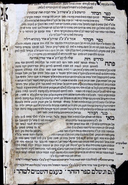 Sefer ha-zohar : ʻal ha-Torah / meha-tana R. Shimʻon ben Yoḥai. ... kefi asher nidpas be-Manṭovah ... ṿe-hosafnu ... marʼeh meḳomot ...