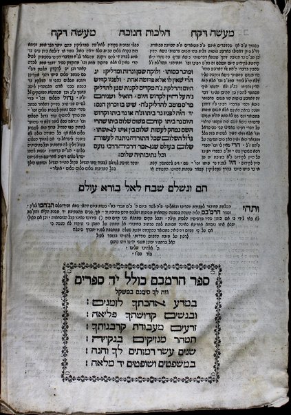 Maʻaśeh Roḳeaḥ Helek Rishon : sovev holekh ʻal divre ha-Rambam le-sefer Mishneh Torah / asher ḥibarti ani Masʻud Ḥai b.l.a.a. Aharon Raḳa.h