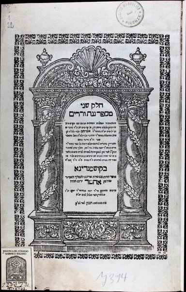 Mi-Sefer Ginat ṿeradim :  ... sheʼelot u-teshuvot u-fiske dinim meḥudashim be-seder Arbaʻah Ṭurim ... / hekhinam ṿe-gam ḥiḳram ... Avraham ha-Leṿi ben ha-rav ... Mordekhai ha-Leṿi.